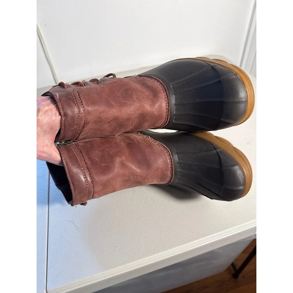 Sperry Top-Sider Saltwater Wedge Duck Boots Burgundy Leather STS80770 Womens 8.5